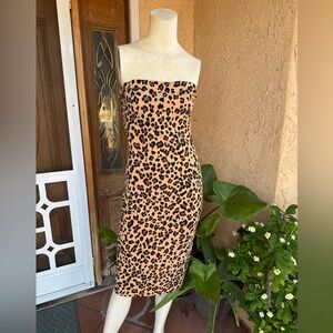 Heart & Hips Leopard Print Strapless Dress LARGE